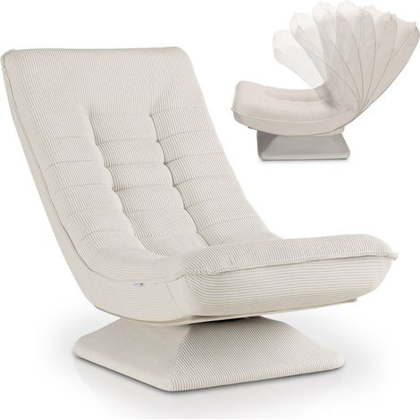 Juskys Relaxsessel Korsika - ergonomisches Design, 360° drehbar, hoher Komfort, klappbar, modernes Design, 5-lagige Polsterung, Cord Bezug - Beige (1/5)