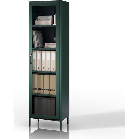 Vitrine de salon LUIGI 500 x 1800 x 350 mm,Moderne : vert bouteille