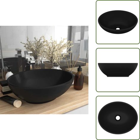 Lavabo ovale de luxe Noir mat 40x33 cm Céramique - Lavabo Ovale - Lavabo Noir - Lavabo Céramique - Lavabo Salle De Bain - Meuble Salle De Bain (1/5)