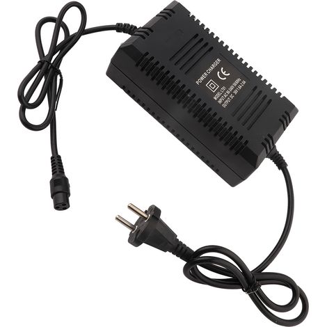 Chargeur Secteur 36V pour Vélo et Scooter Électrique, avec Fiche Mâle 3 Pôles Européenne