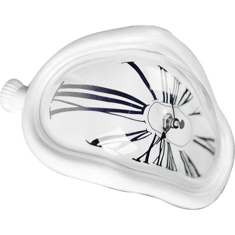 Horloge de bureau décorative rétro en plastique métallisé blanc (1/5)