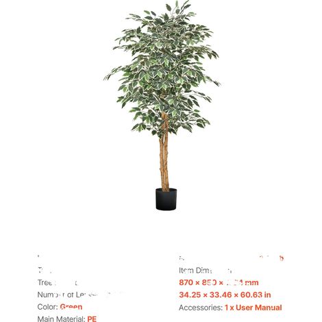 Árbol artificial, diseño realista, ramas personalizables, ficus de 1,5 metros. (1/2)