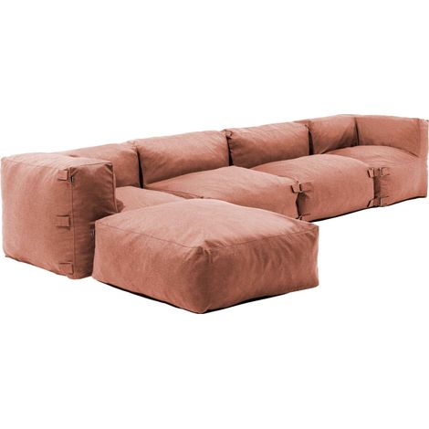 Oviala – Canapé d'angle modulable 5 places en oléfine déperlant – Résistant UV et humidité – H 30 cm pour assise enveloppante