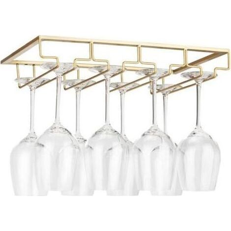 Support de verre à vin suspendu sous armoire – Métal doré – Capacité 6 à 9 verres – Facile à installer – Design moderne (1/5)