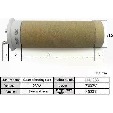 Élément chauffant en céramique A45I 1, compatible avec le radiateur à air chaud LE3000/TYP3000 230 V 3300 W (réf. 101365) (1/5)