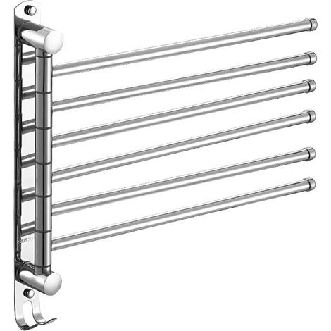 Porte-serviettes mural pivotant à 180°, 6 bras, en acier inoxydable 30 (1/5)