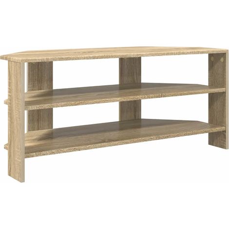 Meuble tv d'angle moderne avec 2 étagères 102 x 40,5 x 45 cm style épuré salle de séjour en bois d'ingénierie chêne sonoma (1/5)