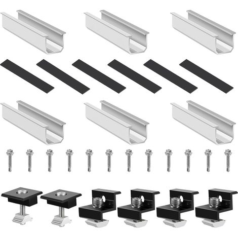Support de Panneau Solaire, Kit de Montage Solaire, Fixation Panneau Solaire de 30 à 35 mm réglables, Solaire Photovoltaïque pour 2 panneaux, avec écrous et Vis, Support de Centrale de Balcon (1/5)