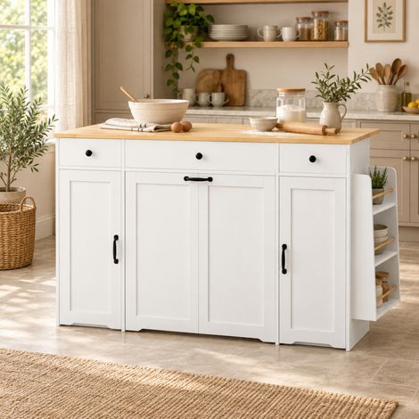 Meuble TV 180x40x50 cm noir et bois, 4 portes et rangements - CHICFURN (1/5)