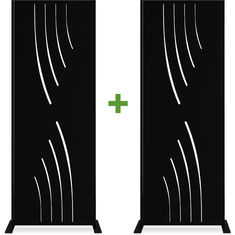 Lot de 2 panneaux décoratifs VELETA Noir H.160cm motifs intégral (1/5)