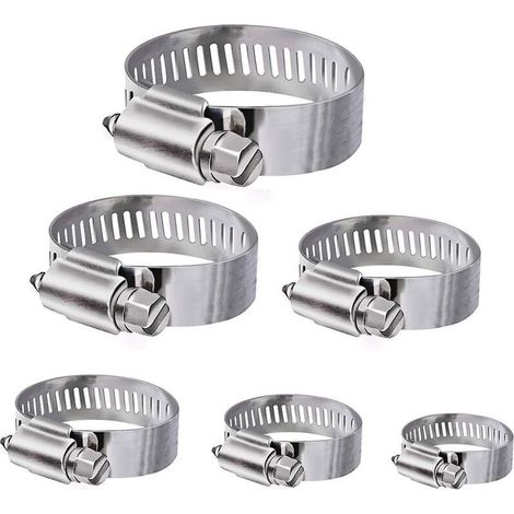 Tuyau Clips, 36 pièces réglable 6–51 mm Gamme en acier inoxydable Colliers de serrage Assortiment de 8 tailles pour famille Tuyau d'eau, réservoir de gaz, tube d'automobiles, etc.
