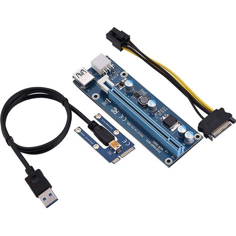 Adaptateur de Montage d'extension Mini PCI-E vers PCI Express16x avec Cordon d'alimentation SATA, adoptez 4 condensateurs à Semi-conducteurs, conçus pour l'extraction de Cartes vidéo (1/5)