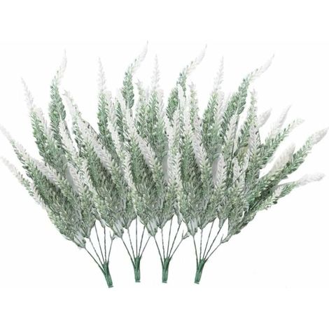 4 bouquets of artificial flowers flocked artificial flowers lavender plant artificial flowers potted decoration （white) (1/5)