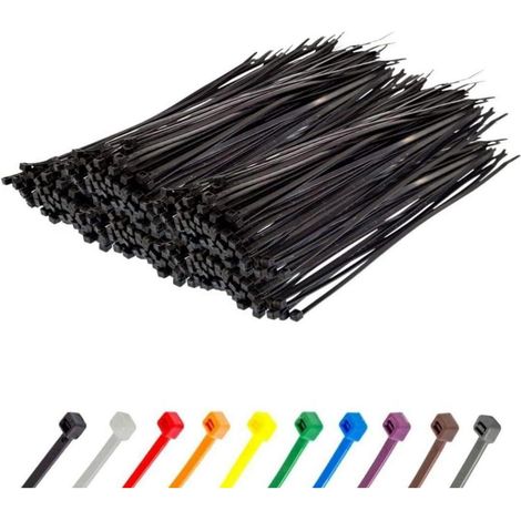 Colliers de serrage noirs 200mm x 4.8mm, lot de 1000, résistants aux UV (1/5)