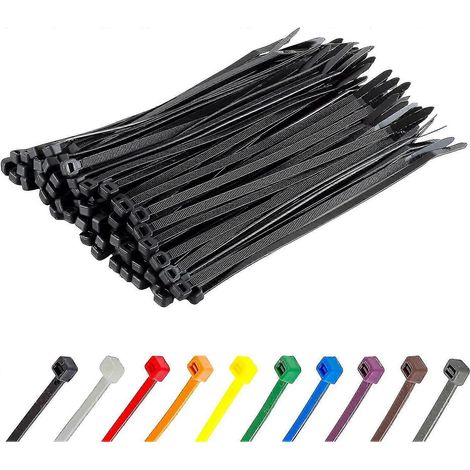 Colliers de serrage argentés longs et résistants, 370 mm x 4,8 mm, lot de 100, en nylon de qualité supérieure avec fermeture éclair. (1/5)