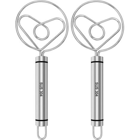 Piuluvor® 2 Pieces Danish Dough Whisk, Premium 304 Stainless Steel Dough Whisk, Manual Bread Dough Whisk Mixer for Bakery Products (1/4)