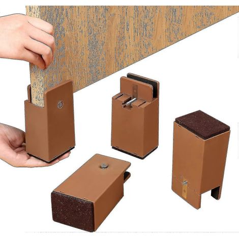 Rehausse réglable en hauteur avec clips à vis, rehausseur robuste de 10 cm pour canapé, table ou chaise, diamètre réglable de 0 à 3,8 cm, capacité de 9 tonnes (marron, ensemble de 4 pièces) Pjun (1/5)