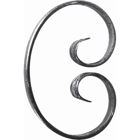 Volute en C fermé finition queue de carpe - Hauteur 150mm Largeur110mm plat de 14x6mm - Fer forgé - À souder - DECO FER FORGE