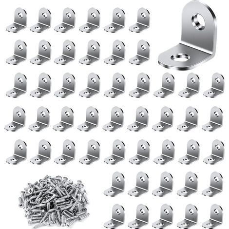 Équerre de Fixation , 20x20mm Équerre Métal avec 100 pièces Vis Equerre Assemblage Inox Equerre de Fixation Angle Droit Support pour la Fixation et la Réparation de Meubles (1/5)