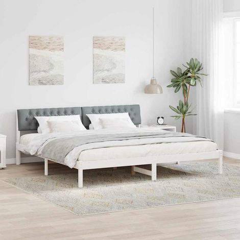 Estructura de cama con cabecera y gris claro 200 x 200 cm (1/5)