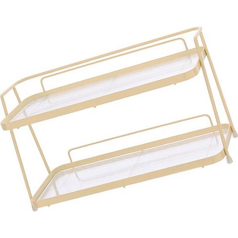Étagère de Rangement à Deux niveaux Cosmétique pour Bureau Métal Blanc (1/5)