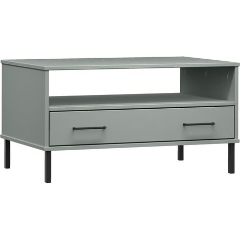 Mesa de centro de diseño moderno con cajón y patas de metal 85 x 50 x 45 cm madera gris DEC037714 (1/5)