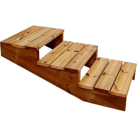 MADRID Außentreppe Holz XL 3 Stufen extra tief Höhe 42cm Breite 60cm