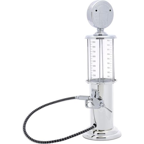 Distributore di benzina cromato con capacità di 900 ml, rubinetto per birra con tubo da 56 cm, rubinetto per l'erogazione di bevande alcoliche e analcoliche, grigio argento