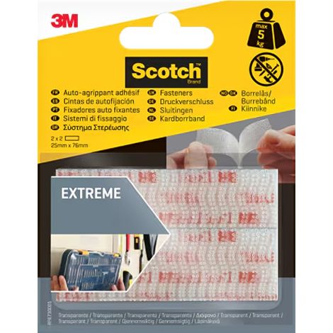 Sistema di Fissaggio Richiudibile 3M Extreme Colore Trasparente 25 x 76 mm