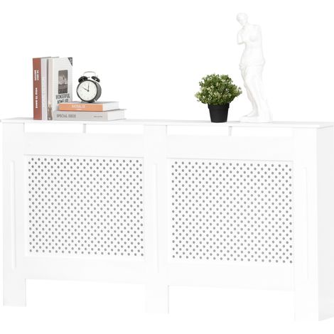 Cubreradiador MDF Listones Blanco 151.5x19x82 cm