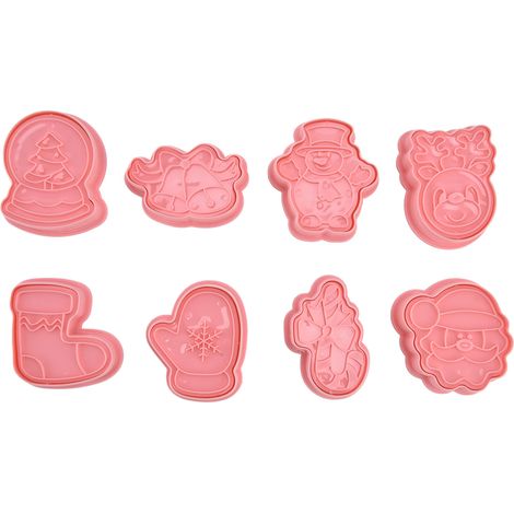 8 pièces Emporte-pièces à Gâteau Rose DIY Style Noël Mignon Durable Sécurisé pour Cuisine Maison (1/5)