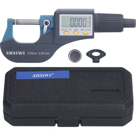 Micrometro digitale multifunzione per esterni con display LCD, portata 25-50 mm, precisione 0,001 mm, unità metriche, display digitale e scala di lettura 2 in 1 con spegnimento automatico e funzione d (1/5)