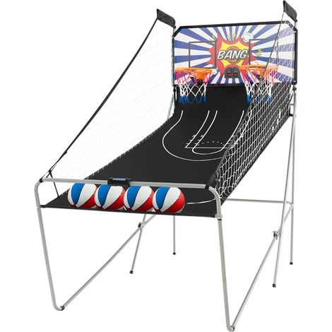 Gioco di basket arcade pieghevole 206 x 206 x 110 cm 8 modalità di gioco facile da riporre atmosfera dinamica metallo nero 200012243