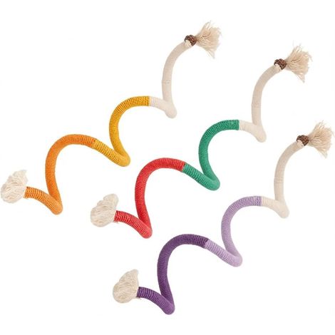 Lot 3 corde coton 50 cm chat jouet dentaire tressée peluche 3,17 oz couleurs mélangées (1/5)