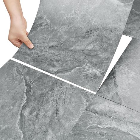 Dalle PVC Adhesive Sol Marbre Carrelage Adhesif Sol Gris 30cmx30cm Lot de 36 Dalle PVC Adhésive Gris Imperméables Facile à Monter Soi-Même Pour Salon Cuisine Salle à Manger Chambre Garage (1/5)