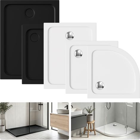 Jiubiaz Piatto doccia piatto bianco/nero 80x80–120x90 cm con/senza scarico, piatto doccia per il bagno (1/5)