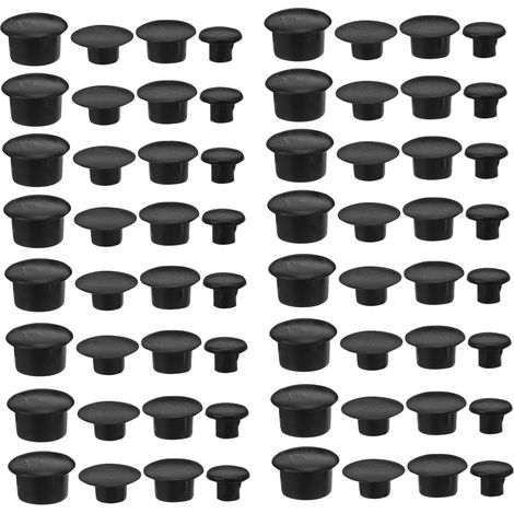 Bouchons ronds en plastique noir meubles 5/6/8/10 mm lot de 200 (1/5)