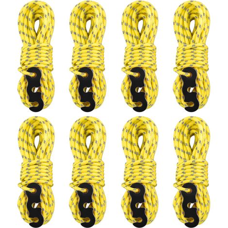 Corde de Tente Réfléchissante 4 m Corde Nylon Diamètre 3 mm Cordelette Camping avec Tendeur pour Camping Tente Auvent Randonnée Jaune 3mm 8 Pièces (1/5)