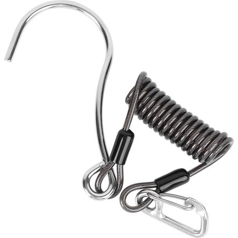 Corde anti-perte ressort, extrémité simple, acier inoxydable marin, accessoire crochet plongée corail roche dérive, noir (1/5)