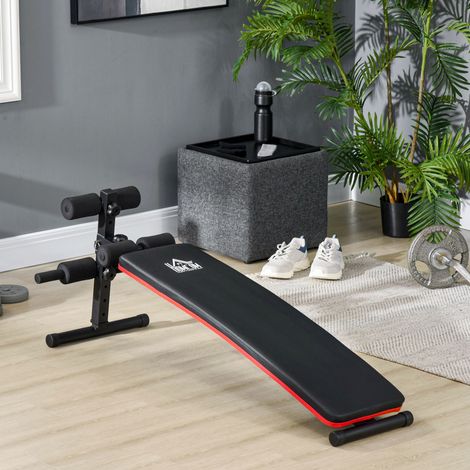 Banc pour abdominaux pliable et réglable avec dossier rembourré, 47x139x51-69cm, noir et rouge (1/5)