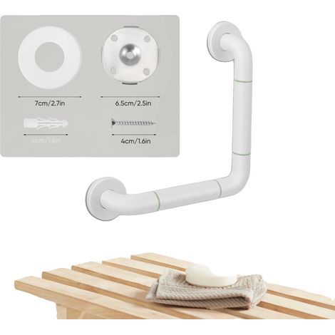 Barra de seguridad para inodoro, ángulos ajustables, diseño ergonómico, BLANCO (1/2)