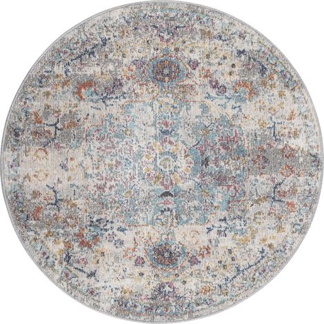 FLOORNOVO In- & Outdoor Teppich rund - Ø 120 cm - Flachgewebe für Garten Balkon Terrasse und Innenbereich - Robust & Pflegeleicht - vielseitig einsetzbar im Innen- und Außenbereich (1/2)