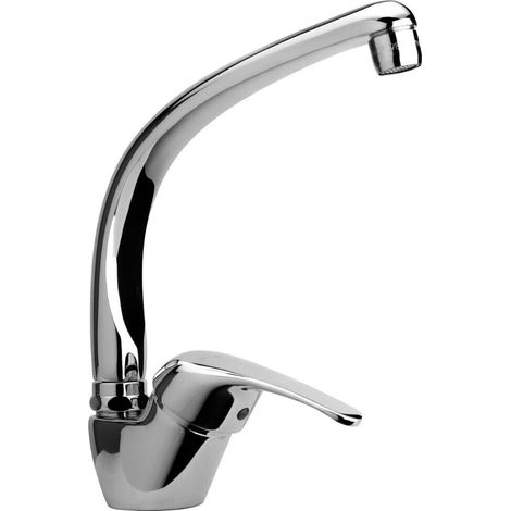 Schläfer 35114017, Rubinetto Miscelatore Monocomando Lavello Cucina Serie Creta Cromato, Leva laterale, Bocca alta orientabile, Design Moderno, Rubinetto da Cucina in Ottone, Risparmio Idrico (1/5)