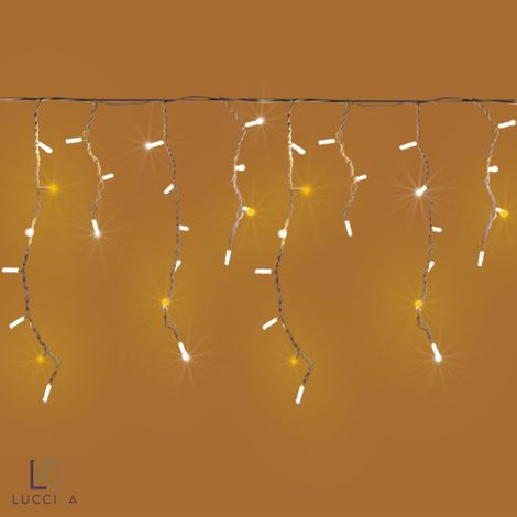 Luccika stalattiti tenda a pioggia 3X0,7 metri con 120 luci di Natale a Maxi Led Bianco Caldo con flash Bianco Ghiaccio per esterno e interno Nero/Celeste 3x0.70 metri - 120 Maxiled Bianco Ghiaccio