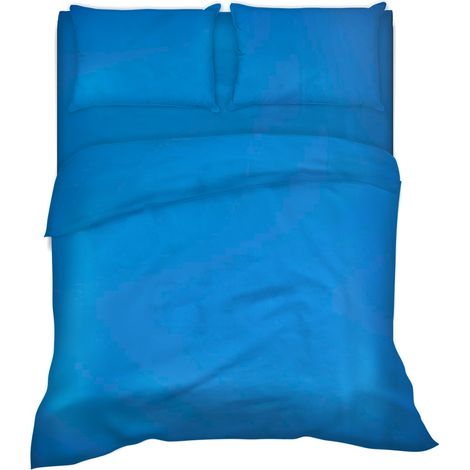 Completo letto lenzuola tinta unita 100% cotone made in Italy 6 misure parure Avio - 1 Piazza e mezza francese