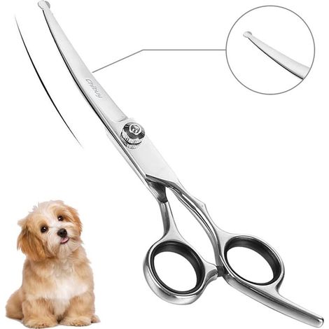 Tijeras curvas para el cuidado de perros con puntas redondeadas, tijeras curvas para perros y gatos. (1/5)