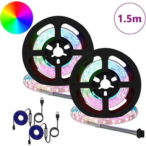 Bande LED 2 pcs Noir et Transparent 750 mm Cuivre et plastique