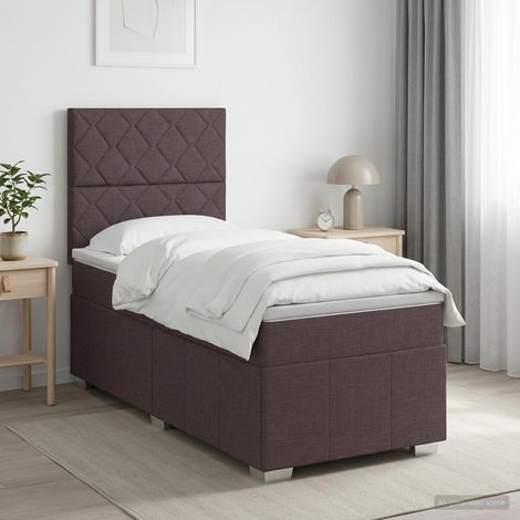 vidaXL Cama box spring con colchón Marrón Oscuro 100 x 200 cm Tela (1/5)