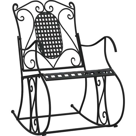 Maison Exclusive - Banco mecedor de acero negro 84 cm (1/5)