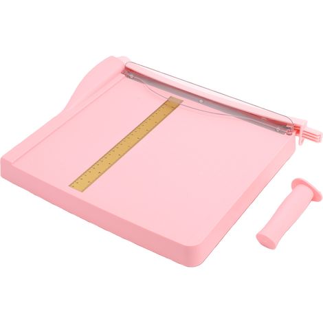Coupe-papier portable A4 avec protection, longueur de coupe de 30 cm (12 pouces), idéal pour le scrapbooking, les loisirs créatifs, les coupons, les étiquettes et le papier cartonné (rose). (1/5)